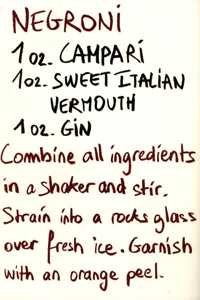 Negroni Cocktail recipe